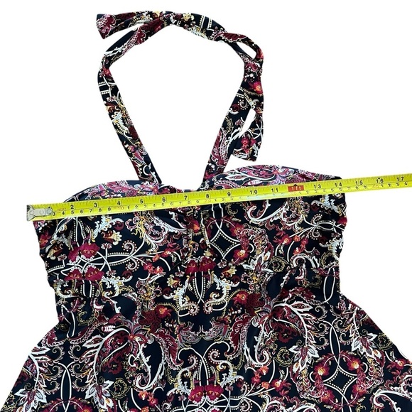 La Vie en Rose Aqua Paisley Swim Tankini top halter handkerchief hem boho medium - Picture 5 of 10
